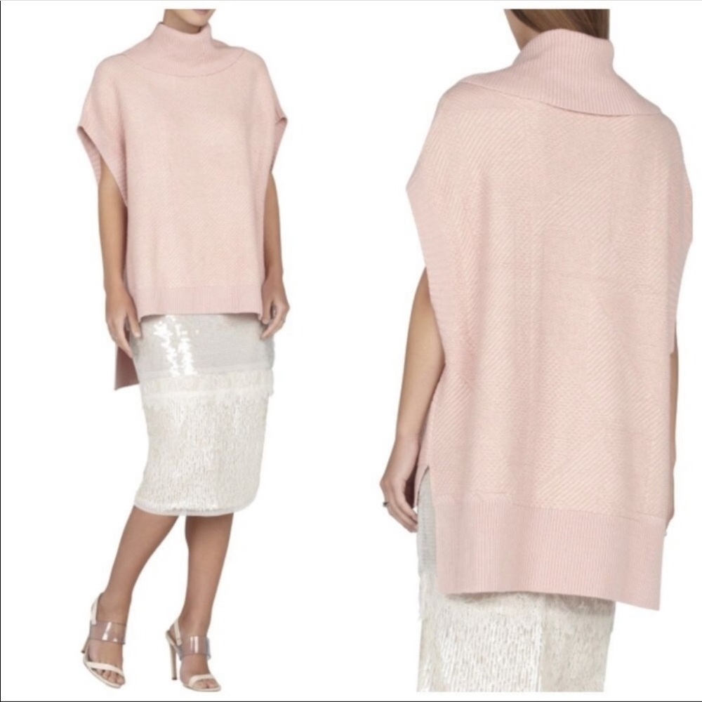 Pink BCBG Sleeveless Turtleneck Sweater